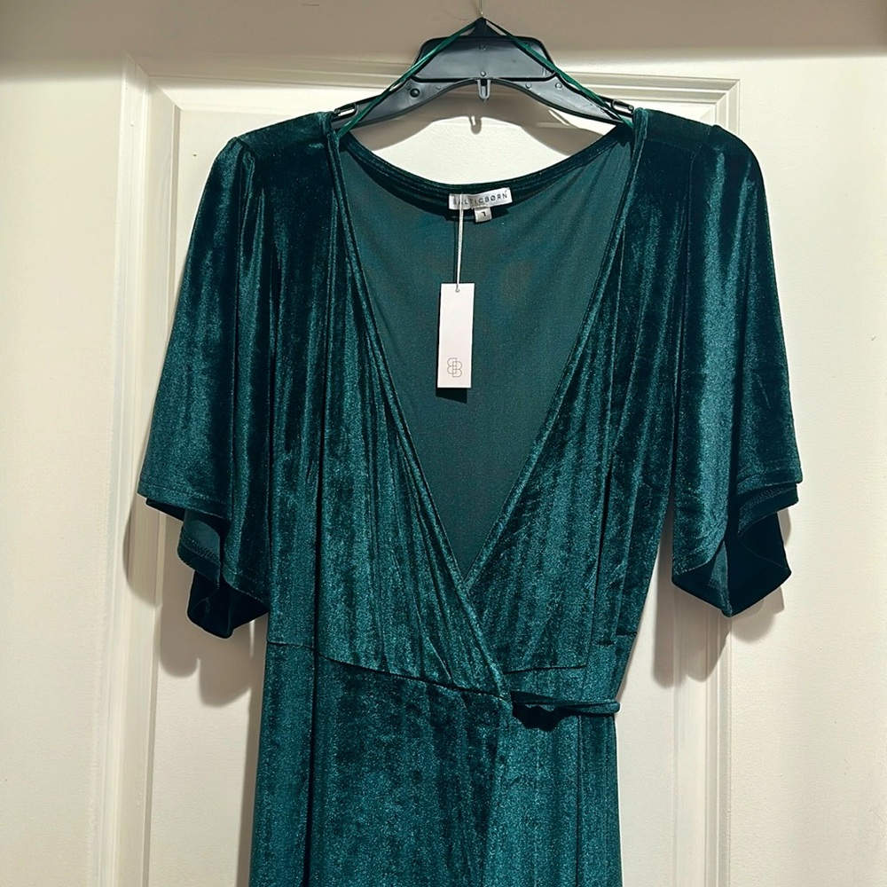 Baltic Born Green Velvet Midi Dress